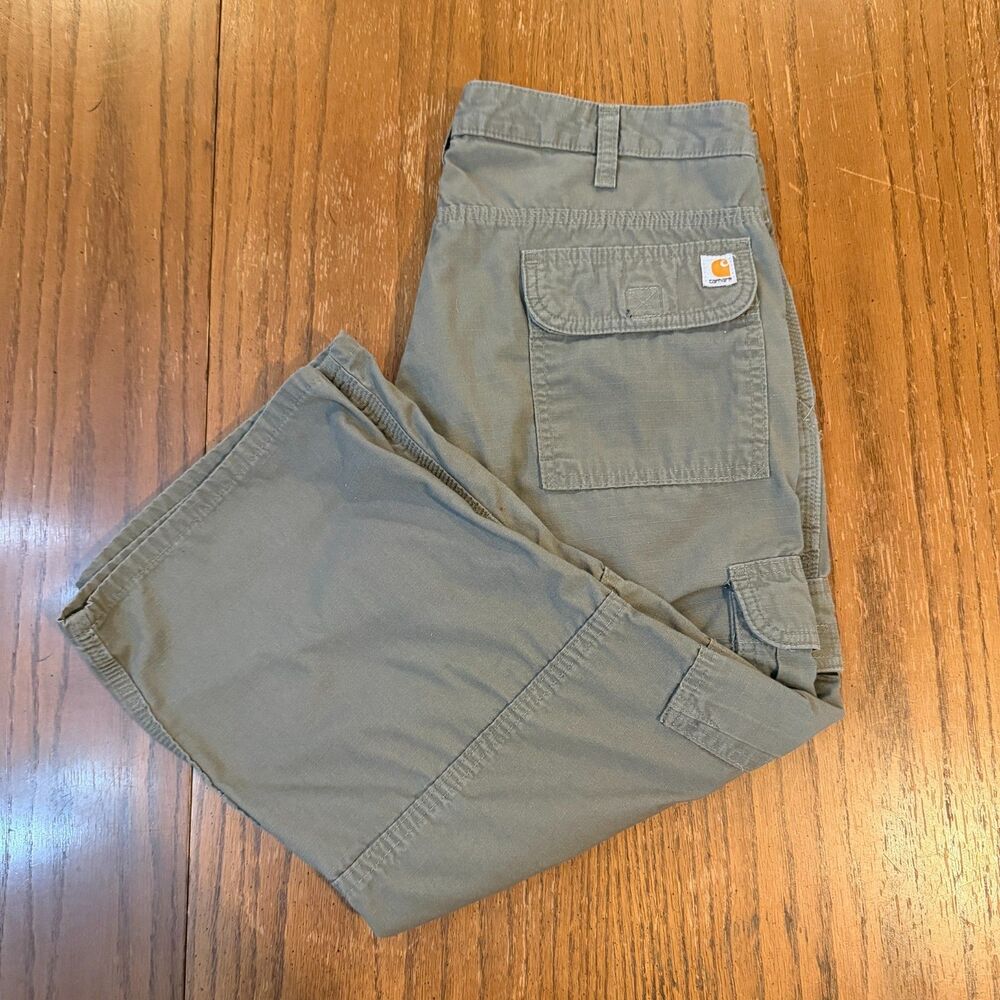 Carhartt WB005 Cropped Cargo Pants 10 Olive Ripstop Workwear Utility Gorpcore